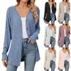 Women's Fashionable Casual Solid Color Long Sleeved Loose  Button Cardigan Jacket