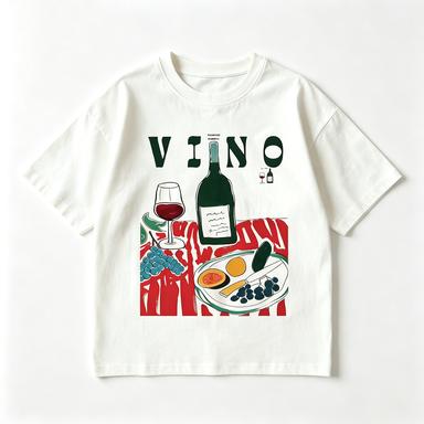 Vino Wine Food Graphic Cotton Wounisexs Retro Print Tshirt Soft Crew Neck Short Sleeve Top Vintage Trendy Streetwear