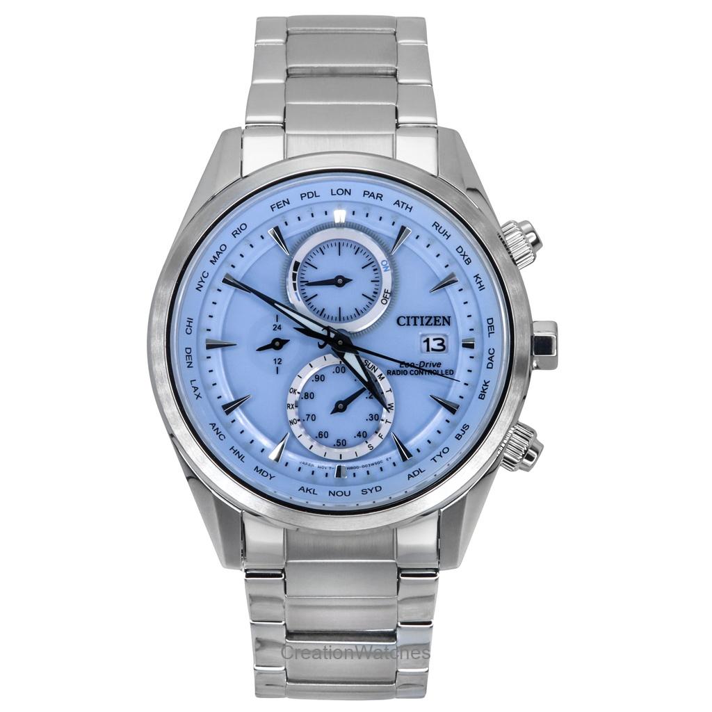 Citizen Eco-Drive Chronograph Radio Controlled Stainless Steel Ice Blue Dial AT8260-85M 100M Men's Watch