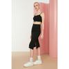 Black Slit Detailed Fitted High Waist Ribbed Stretch Midi Knitted Skirt Twoss22et0250