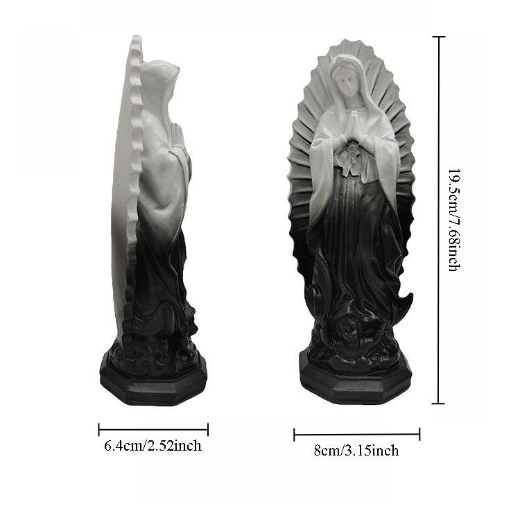 Our Lady of Guadalupe Virgin Mary Statue Resin Figures Bethlehem Xmas Home Desktop Display Decor Catholic Figurine Ornament Gift