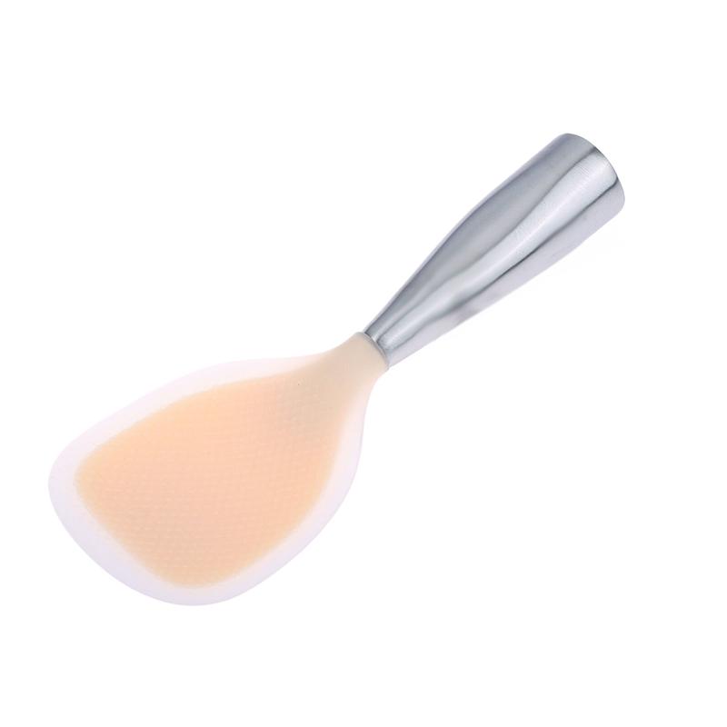 1Pc Silicone Spoon Non-Stick Cooking Spoon Stainless Steel Handle Anti-Scalding Pot Rice Spoon Durable Kitchen Gadgets