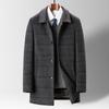 Мужское шерстяное пальто с длинными и средними лацканами в клетку, деловое повседневное шерстяное пальто, мужское пальто