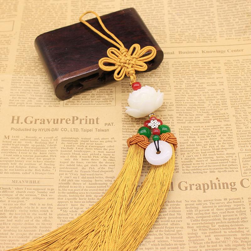 Подвеска в виде лотоса для автомобиля, украшение для салона автомобиля, украшения для зеркала заднего вида, украшение в виде пряжки Ping An, китайский узел