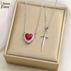 Ожерелье-подвеска «Стрела Купидона» в виде сердца из красного циркона из титановой стали
