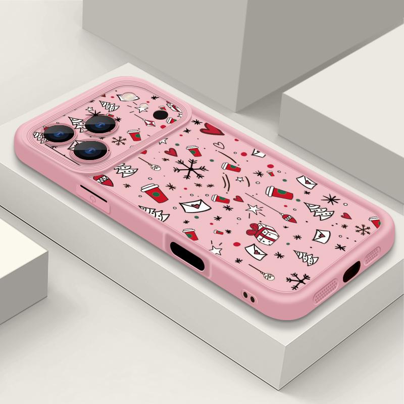 Противоударный мягкий силиконовый чехол из ТПУ Funda для iPhone 17 Air 16e 16 15 14 Pro Max 13 17 Pro Max 17 Pro 17 Чехол с рисунком, рождественский подарок