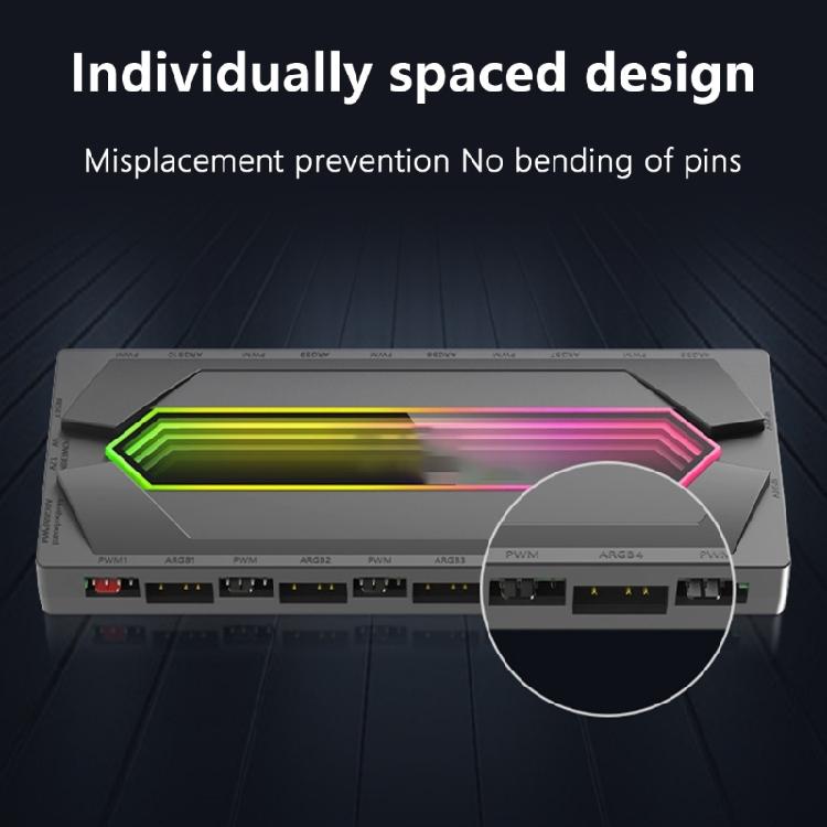 5V 3-контактный ARGB и PWM концентратор для вентиляторов с 12 слотами, пультами дистанционного управления, магнитным креплением для кастомизации рабочего стола