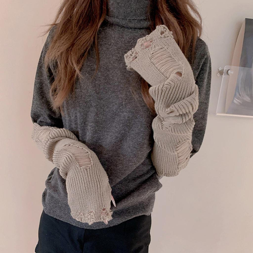 Punk Fingerless Gloves Ripped Sleeve Gothic Wrist Gloves Distressed Gloves for Masquerade Prom Gloves