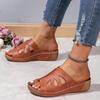 European and American Foreign Trade Thick-soled Hollow Open-toed Slippers Women's Cross-border Muffin Large-size Fish Mouth Beach Cool Slippers