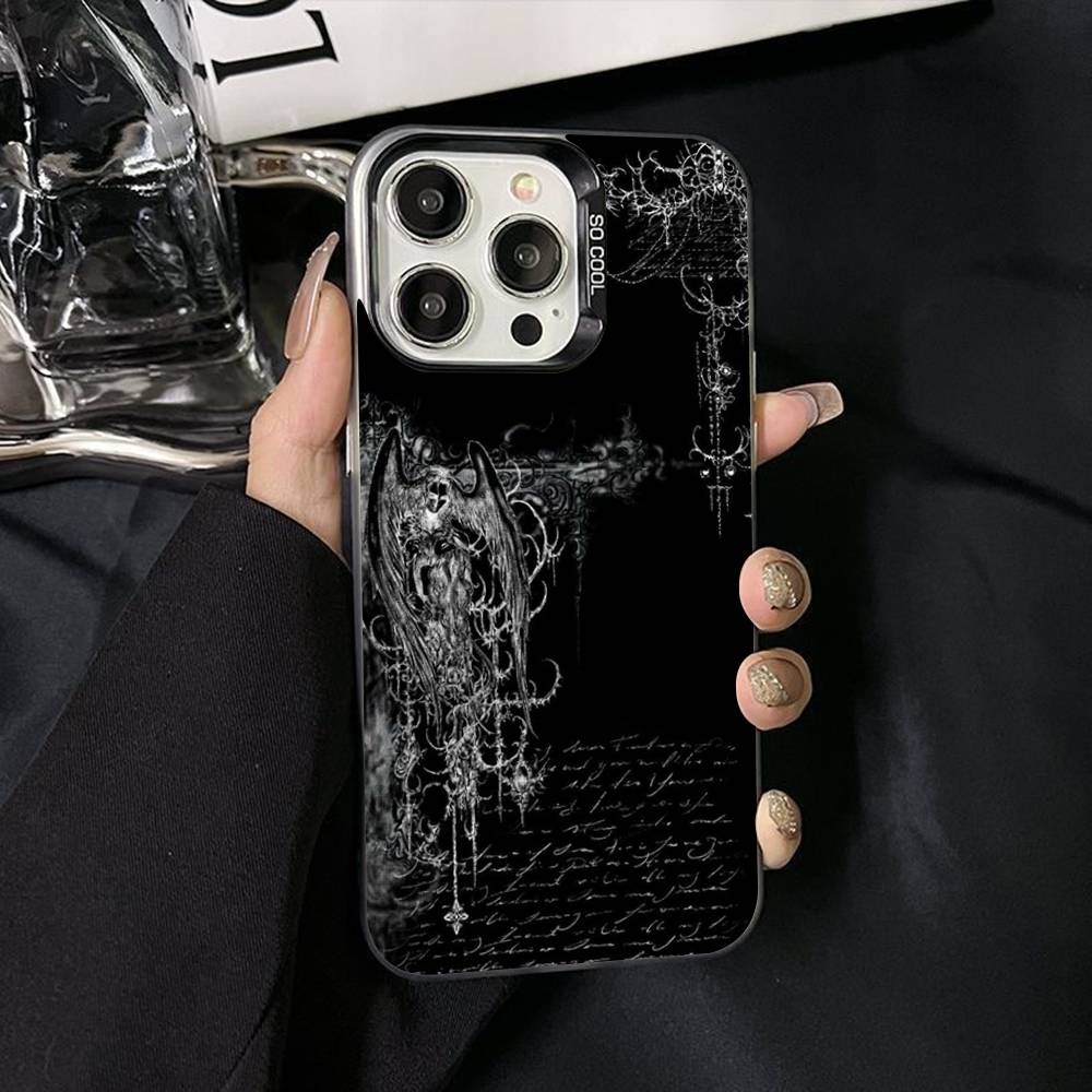 Готический Кибер Сигил Крест Чехол для Телефона Для iPhone 17 Air 16 15 14 11 12 13 Pro Max Plus X XR XS Цветной Серебряный Жесткий Чехол