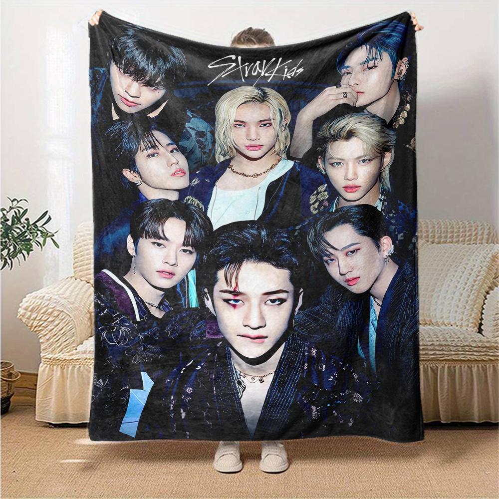 Stray Kids Theme Printed Blanket - Perfect for Couch, Bed, Travel & Outdoor Use | Machine Washable, Cozy & Durable.