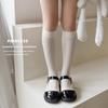 Черно-белые носки из гусиного пуха Детские носки средней длины Летние тонкие носки для икры Гольфы выше колена