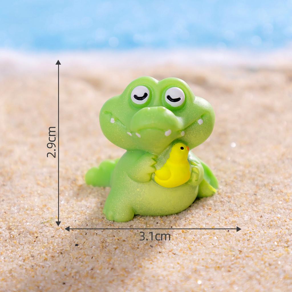 4Pcs/set Cartoon Alligator Animal Miniatures Resin Ornaments Diy Fairy Garden Decoration Micro Landscape