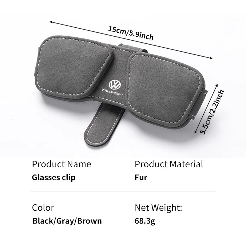 RUN1 Double Clip Sunglasses Holder Leather Eyeglass Ticket Clip For Volkswagen VW Passat Golf 4 5 6 Tiguan Polo Scirocco Jetta CC