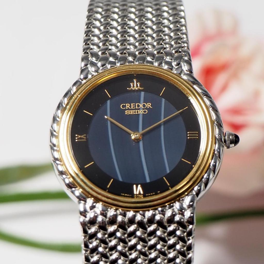 [USED] Credor SEIKO K18 Bezel Natural Stone Dial Watch C517
