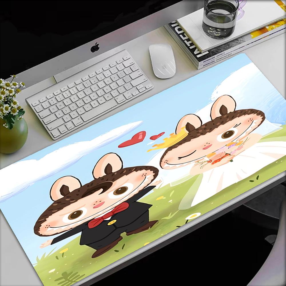 Labubu Theme Mouse Pad, Non Slip Rubber Base, Multifunctional Office & Home Decor, Perfect for Workspace Personalization.