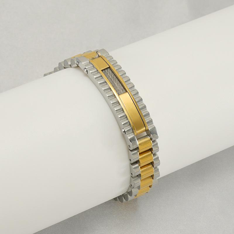 Модный мужской браслет из нержавеющей стали, персонализированная цепочка для часов, мужская бижутерия из титановой стали 18 карат