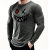 Мужская повседневная осенняя дышащая кофта с длинным рукавом и круглым вырезом с принтом в виде злого смайлика, одежда Y2K, мужской топ с длинным рукавом