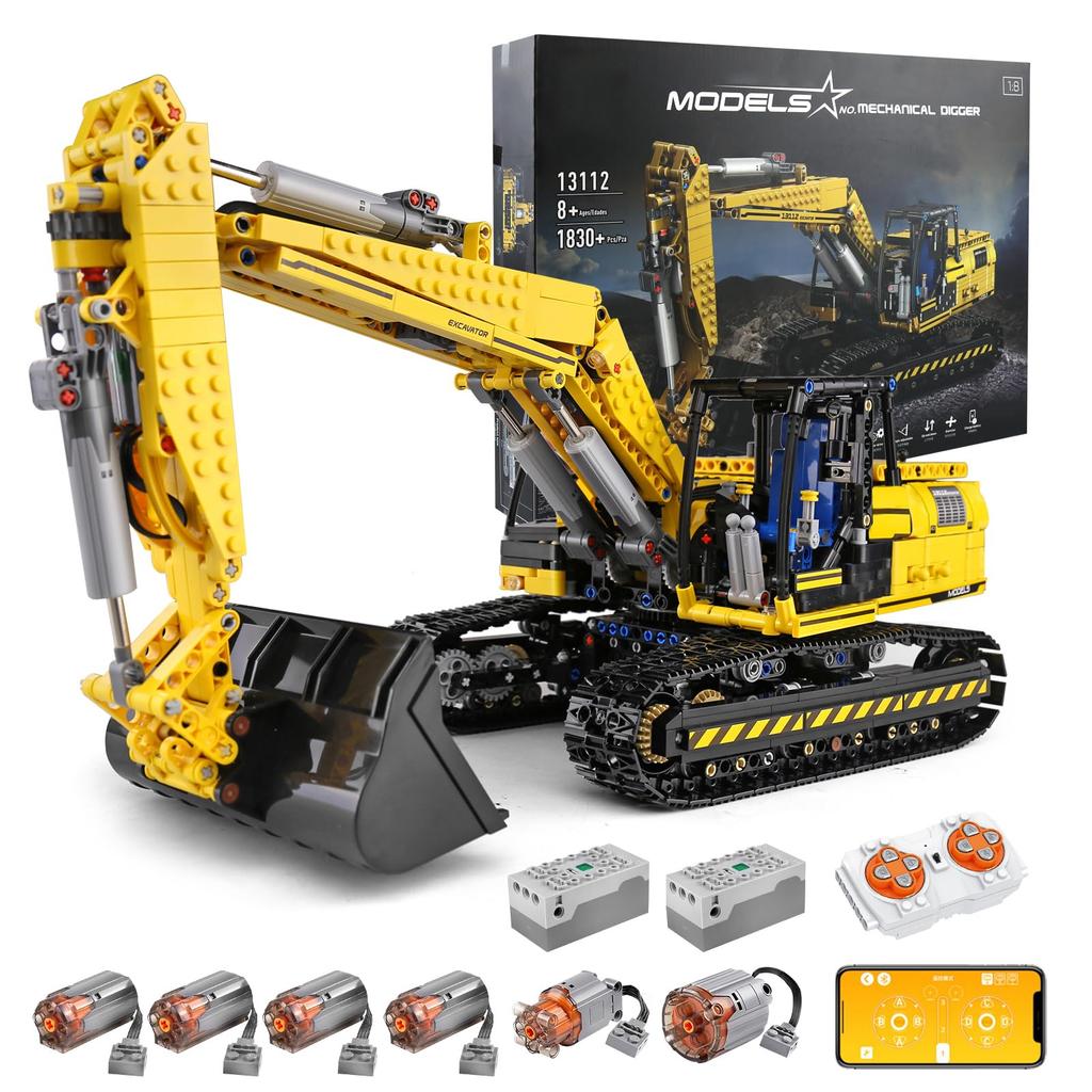 Mold King STEM Technology Scale RC Excavation Block 1830 Remote Control Rechargeable Excavation Car Block Suitable for Children and Adults 120 Set,