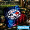 Custom Name Blue Jays Logo Flannel Blanket, Use for Birthday/Holiday Gift, Soft Blanket for Sofa/Bed/Camping/Office, Home Decor