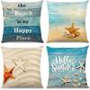 Summer Hot Style Ocean Style Pillow Beach Shell Pattern Blue Pillow Case Home Sofa Pillow Case Cushion Cover