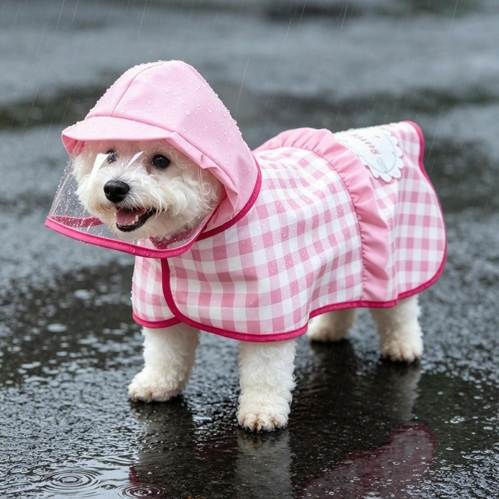 With D-ring Dog Hooded Raincoat Adjustable Pet Poncho Protective Dog Rain Cloak  Travel