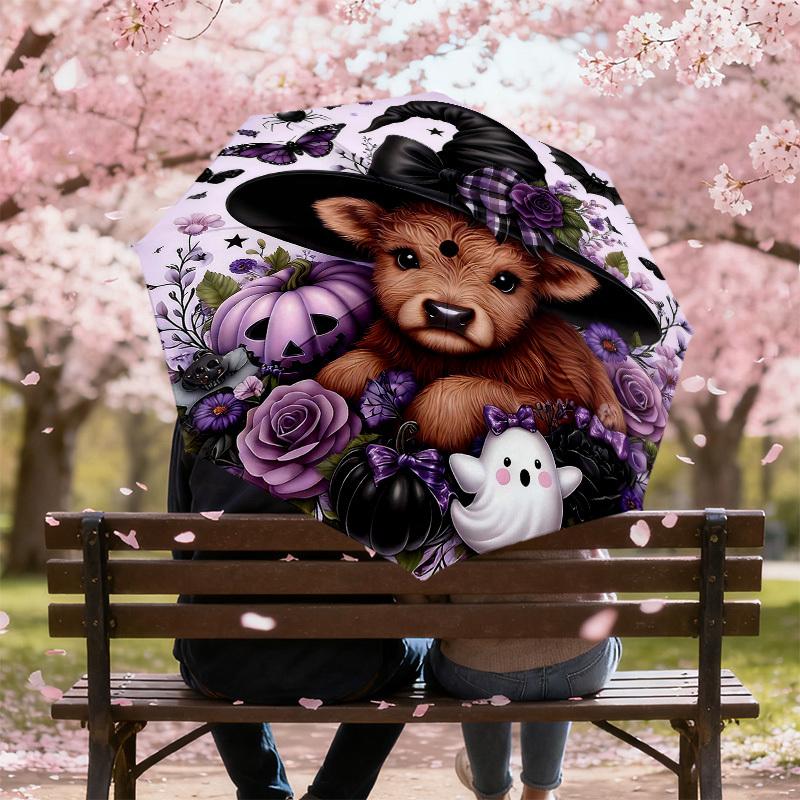 1PC Halloween Witch Umbrella-8-Rib Reinforced, Automatic Open, Lightweight & Durable, Cute Fashion Accessory for Outdoor-T310