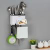 Kitchen Storage Container Kitchen Stuff Organizer Chopsticks Knife Phone Rack Stainless Steel Towel Rack Hooks Multifunction