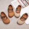 Girls Leather Shoes for Party Wedding Kids Flats Shallow Moccasins Shoes Soft Sole Children Retro Style Mary Janes Shoe 2024 New