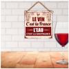Les Trésors De Lily [A3821] - Табличка металлическая «Вино во Франции - Вода страдает» бежево-красный - 20x20 см