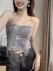 Slim Sequin Bandeau Tank Top - Summer Fashion