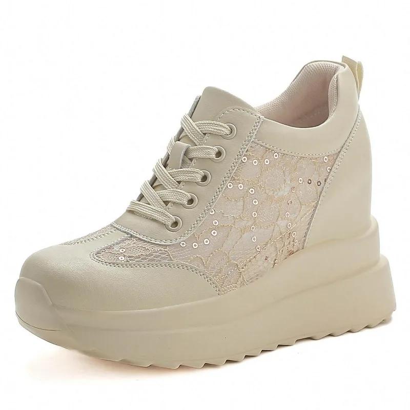 10 см сетчатая платформа танкетка массивные туфли из натуральной кожи скрытые каблуки женские летние весенние осенние прогулочные кроссовки мода