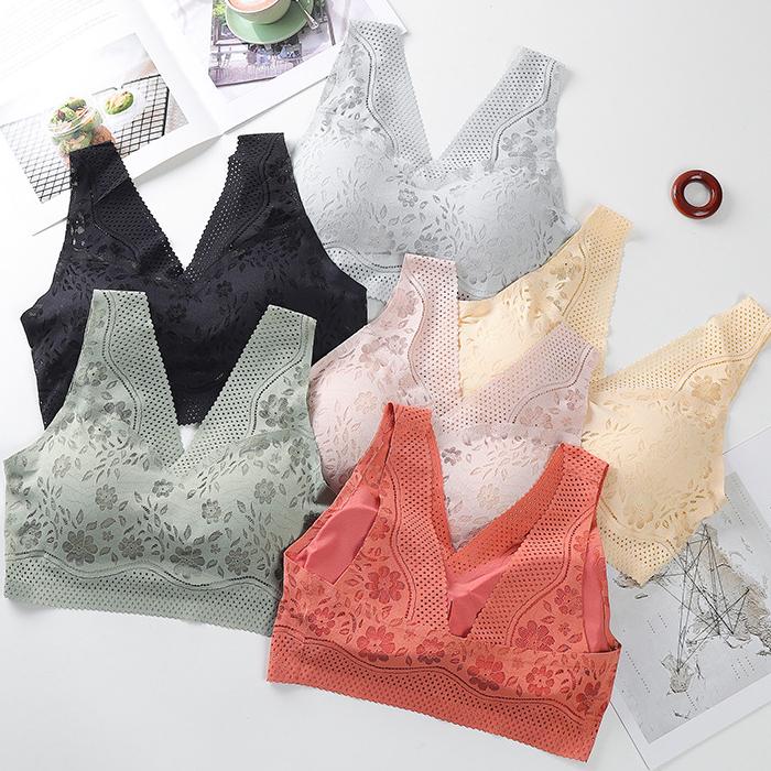 Women Breathable Lace Bras for Sexy Wire Free Top Lingerie Bralette Low Back Underwear