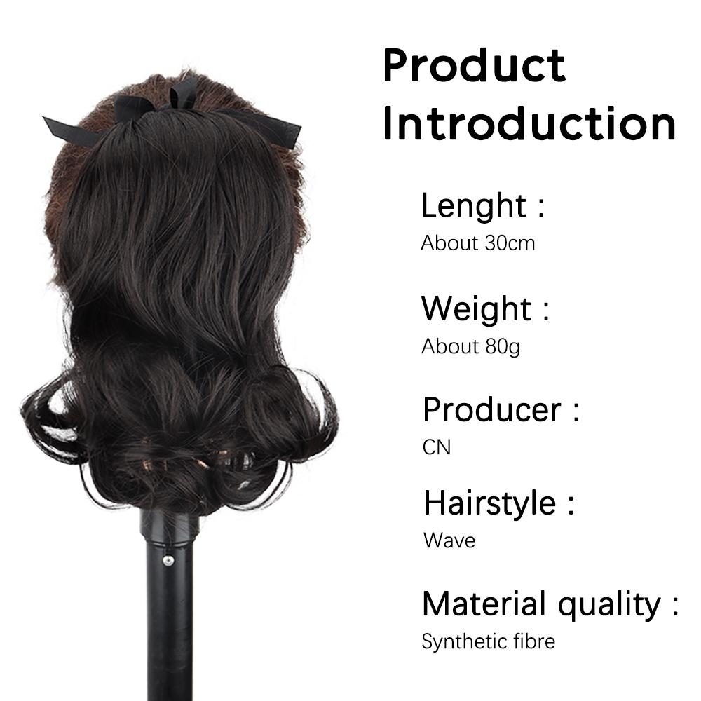 MISS WIG Синтетические короткие волнистые хвостики из натуральной ленты, накладные волосы, черный хвост на заколке для наращивания, женские шиньоны
