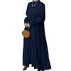 ZANZEA Женские повседневные свободные плиссированные длинные платья с воротником-стойкой