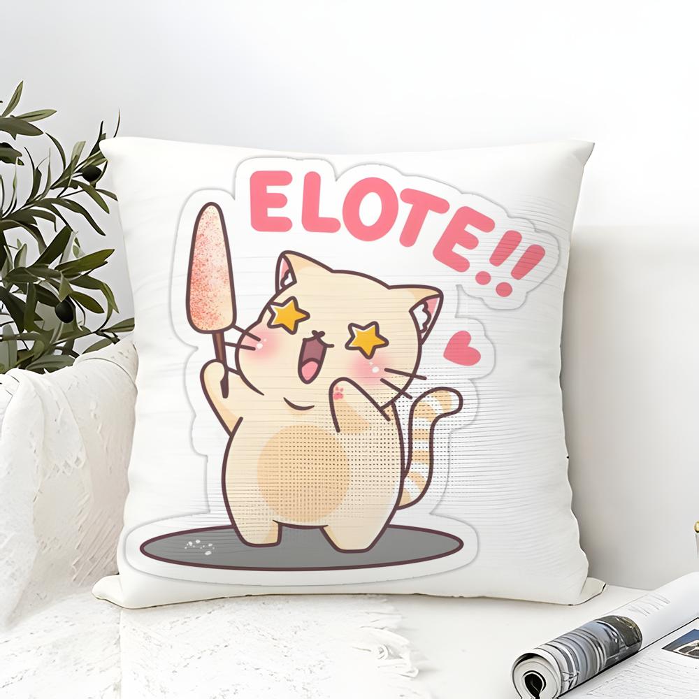 Funny Cat Thinking Network Pattern Pillow Case Cotton Linen Fabric Square Zipper Pillowcase Home Decorative Living Room