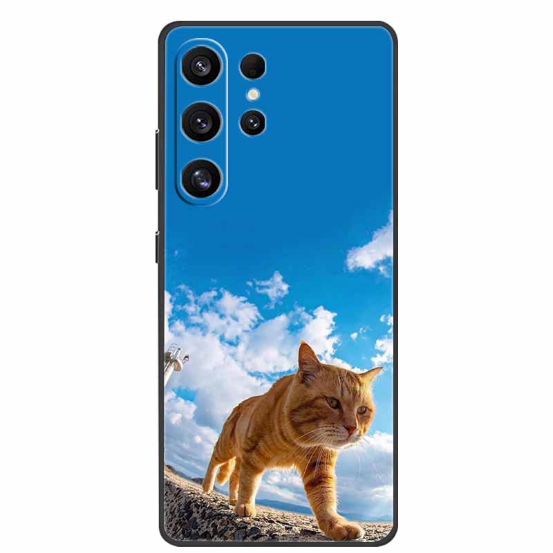 For Samsung Galaxy S26 Ultra Case Bumper Starry Sky Soft Silicone TPU Back Cover for Samsung S26 Ultra Phone Case Cute Cat Cover