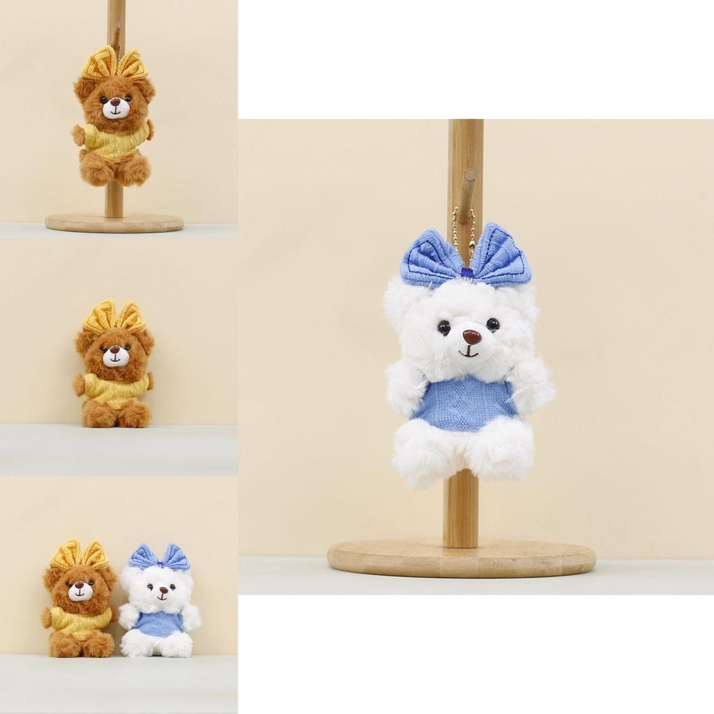 Plush Bear Keychain With Bow Cute Cartoon Toy For Bag Decor And Gifts