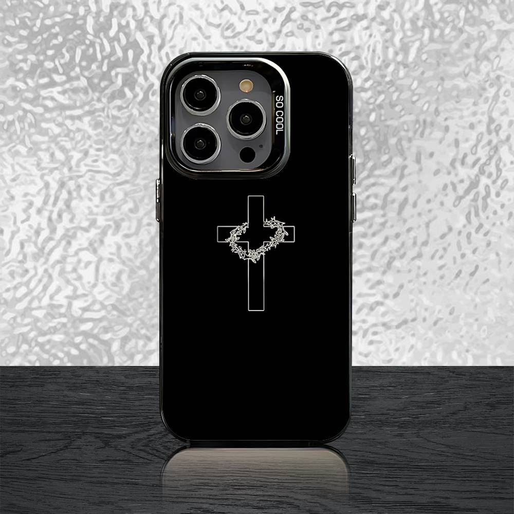 Стих из Христианской Библии Дело Иисуса Для iPhone 16,15,14,13,12,11,Pro,XS,Max,Plus,Mini,SE Черный Конфетный Матовый Ударопрочный Чехол