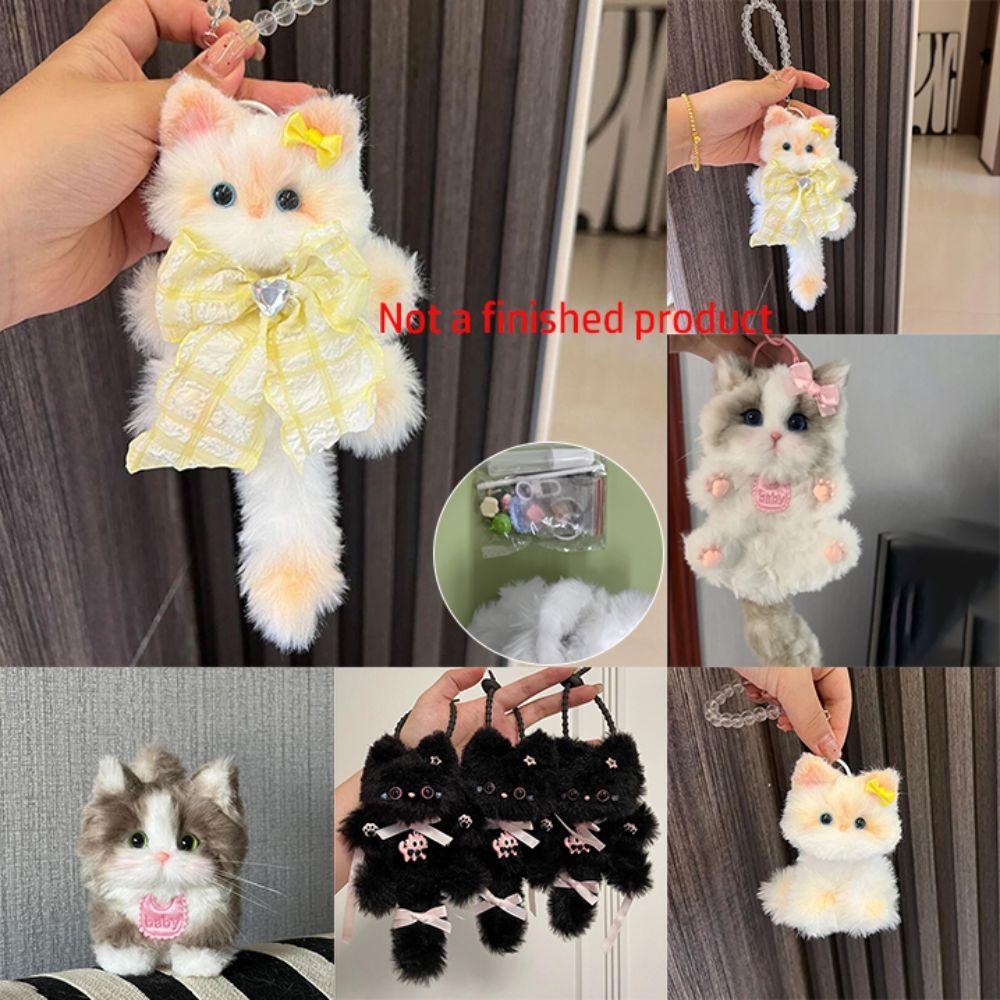Kawaii Twisty Stick Little Cat Pendant Plush Kitten Pendant Material Package Girls Children Toys