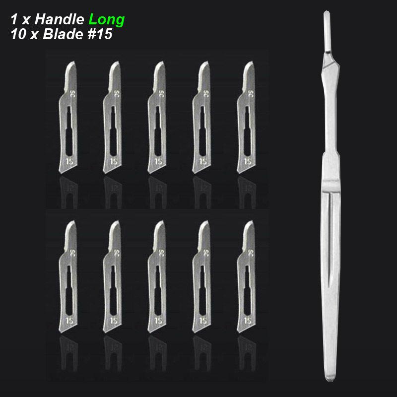 Scalpel Blades Handle Thick Long Carbon Steel Carving Metal Office Surgical Stationery Medical Cutter Knife Number 10 11 12 15