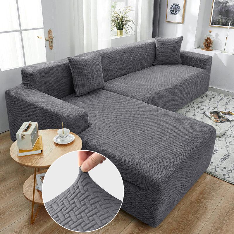 Jacquard Stretch Sofa Slipcover Spandex Elastic Sectional Sofas Covers for Living Room Chaise Longue Couch Cover 1/2/3/4-seater