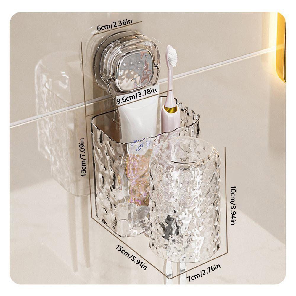 Wall Mounted Cup Storage Rack Suction Cup Install Toothpaste Shelf Rinsing Cup Holder  Bathroom