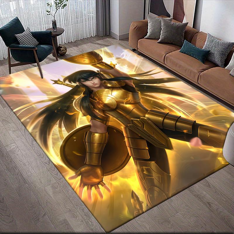 Saint Seiya Golden Saints Anti-Slip Floor Mat, Rectangular Carpet for Bedroom & Entertainment Space