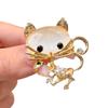 Animal Cute Cat Rhinestone Brooch Personalized Creative Kitten Corsage Suit Accessories Collar Pin Out