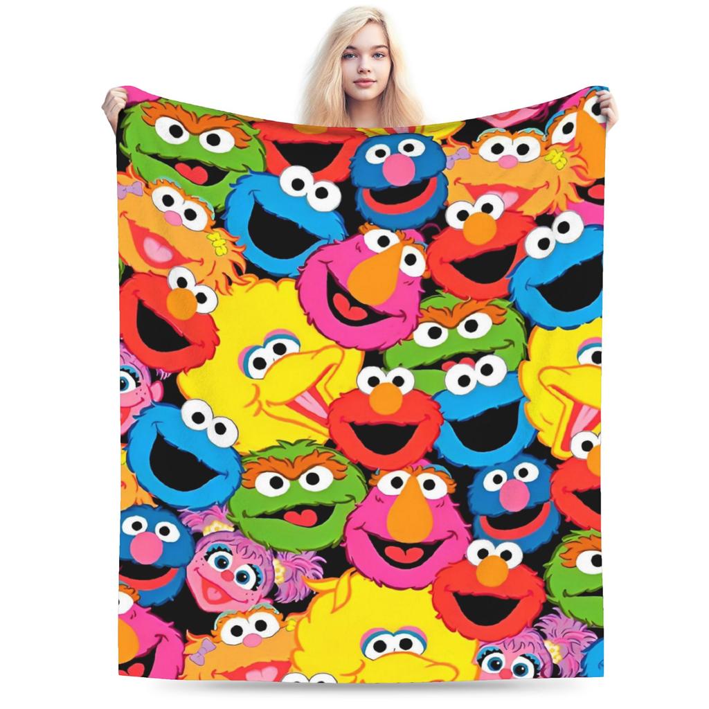 Cookie Monsters Cartoon Blanket Fleece Decoration Sesame Street SesameStreet Soft Throw Blanket for Sofa Car Plush Thin Quilt