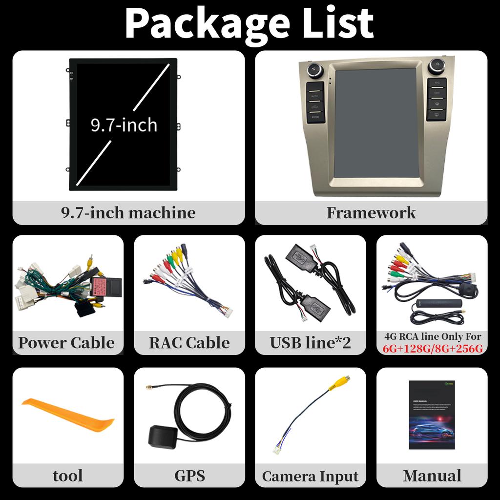 9.7"Android 14 для Toyota Camry 6 Xv 40 50 2006-2011 Автомобильный Радио Мультимедиа Видео Плеер Навигация 4G GPS навигация GPS