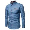 Autumn Denim Shirt Men's Casual Lapel Tops Slim Fit Non-ironing Hot Sale Streetwear Turn Down Collar Standard Button Up