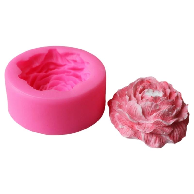 Peony Shape Silicone Fondant Moulds Flower Hand-Making Soap Candle Clay Moulds Cake Baking Decorating Tool Bakewares