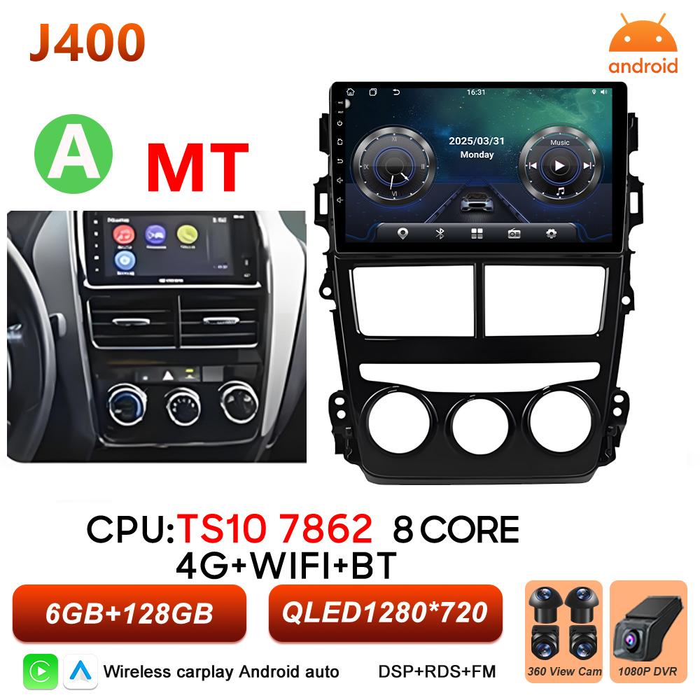 Android 16 Car Radio Carplay For Toyota Vios Yaris 2018 2019 2020 Multimedia Player Video 2k Touch Screen 5G Wifi Bluetooth DVD